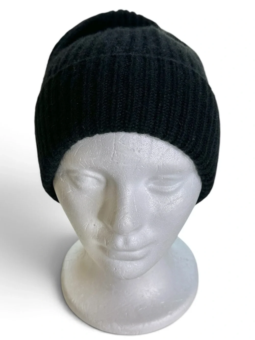 Nordstrom Rack 100% Cashmere Ribbed Slouchy Beanie Hat Black NWT